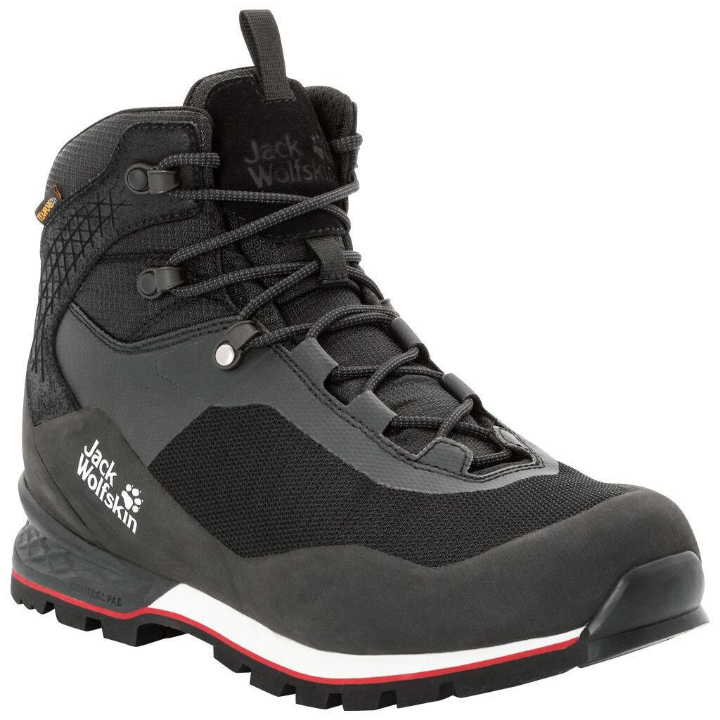 Jack Wolfskin WILDERNESS LITE TEXAPORE MID Férfi Túrabakancs Fekete/Piros - GTYVSE-160